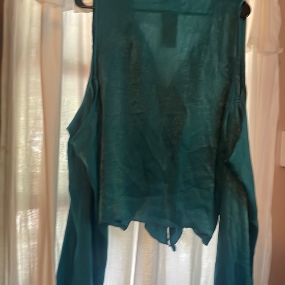 BUCKLE Willow & Root COLD SHOULDER Tie Front Top TEAL Sexy XL NWT - Picture 4 of 6